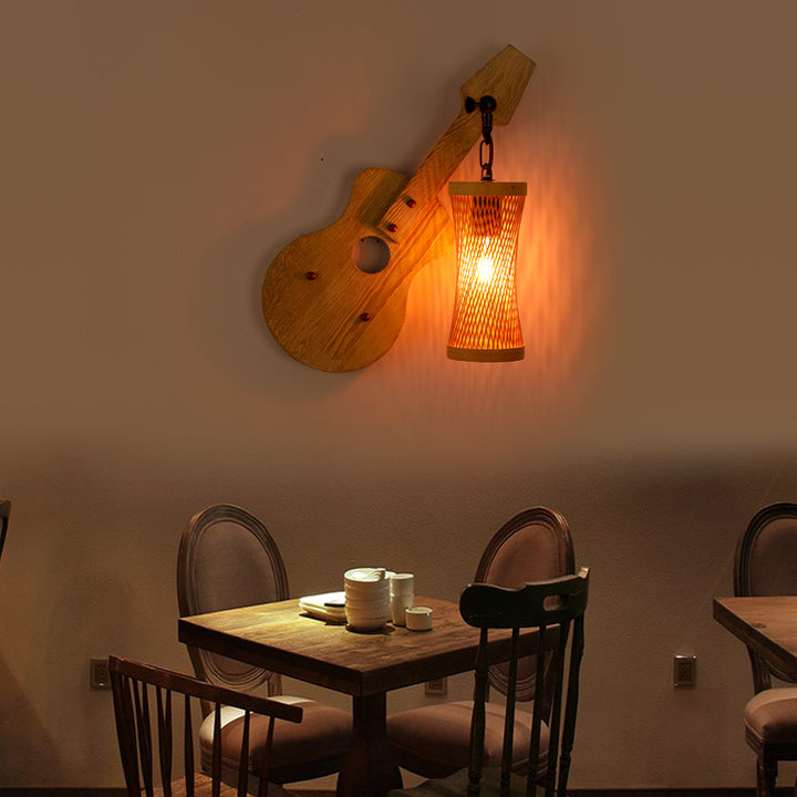Zeitgenössische kreative Laterne Zylinder Massivholz Metall Glas 1-Licht Wandleuchte Lampe für Flur 