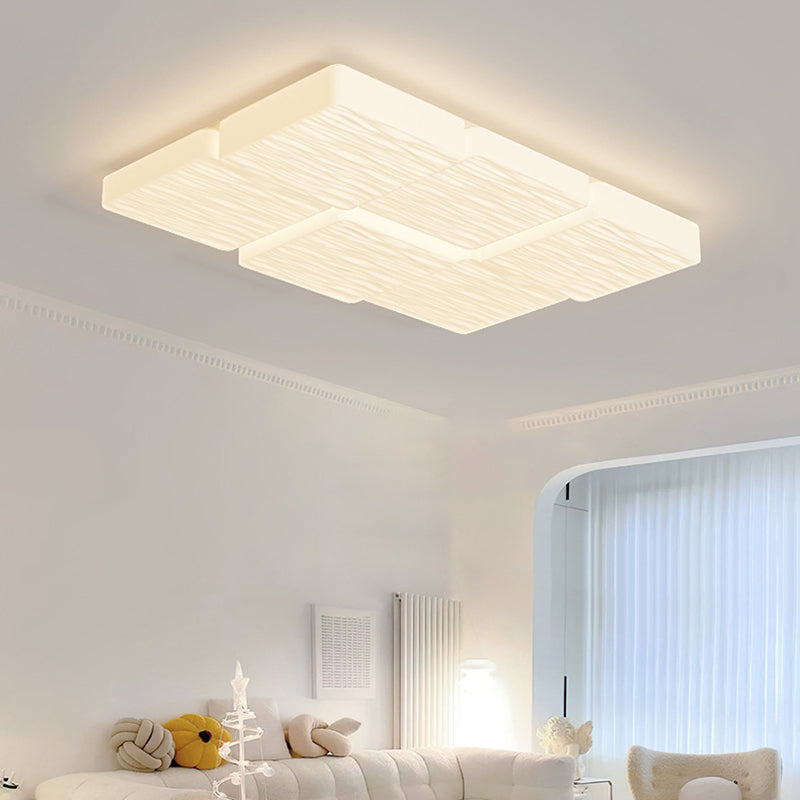 Modern Minimalist Square Plastic Iron LED Flush Mount Ceiling Light For Bedroom
