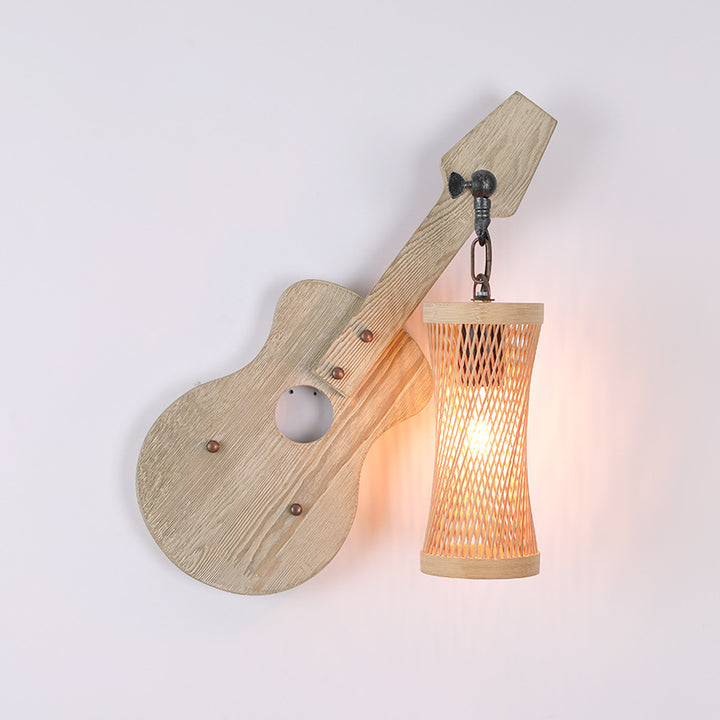 Lámpara Aplique de Pared de 1 Luz con Linterna Creativa Contemporánea Cilindro de Madera Maciza Metal Vidrio para Pasillo 