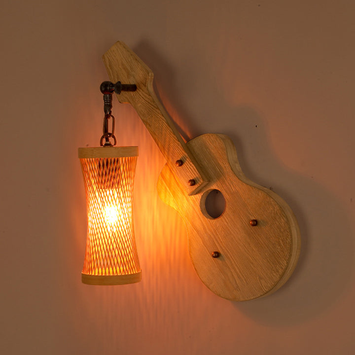 Lámpara Aplique de Pared de 1 Luz con Linterna Creativa Contemporánea Cilindro de Madera Maciza Metal Vidrio para Pasillo 