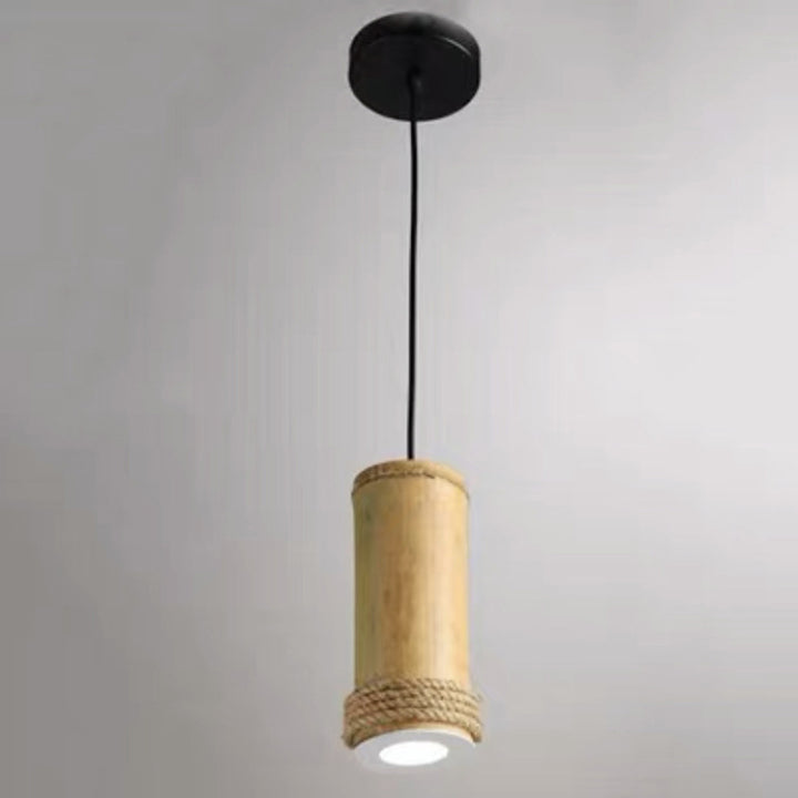 伝統的な田舎風シリンダー竹ひもLEDペンダントライト リビングルーム用 