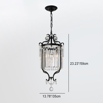 Lustre suspendu moderne en cristal et fer cylindrique 1 lumière pour salon 