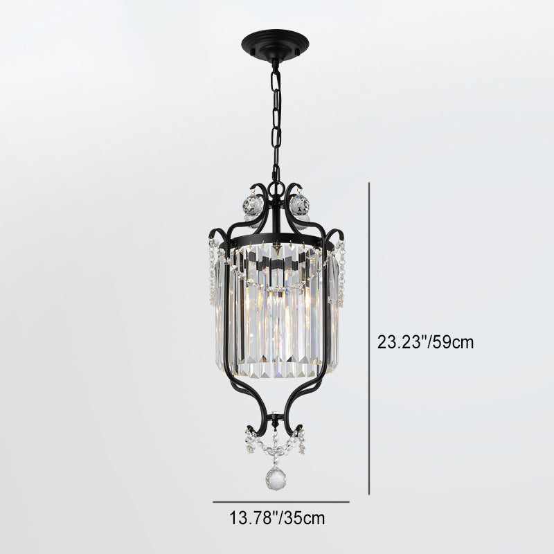 Lustre suspendu moderne en cristal et fer cylindrique 1 lumière pour salon 