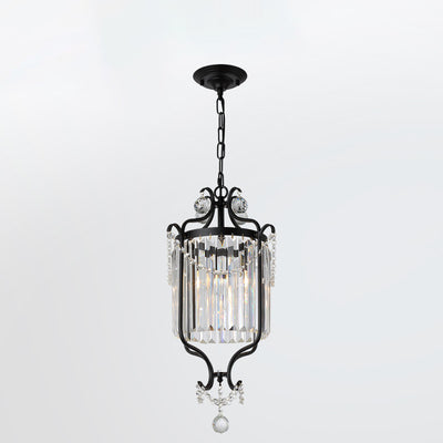 Lustre suspendu moderne en cristal et fer cylindrique 1 lumière pour salon 