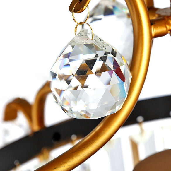 Lustre suspendu moderne en cristal et fer cylindrique 1 lumière pour salon 