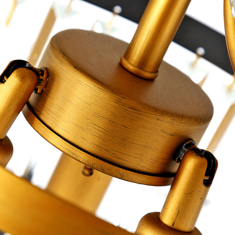 Lustre suspendu moderne en cristal et fer cylindrique 1 lumière pour salon 