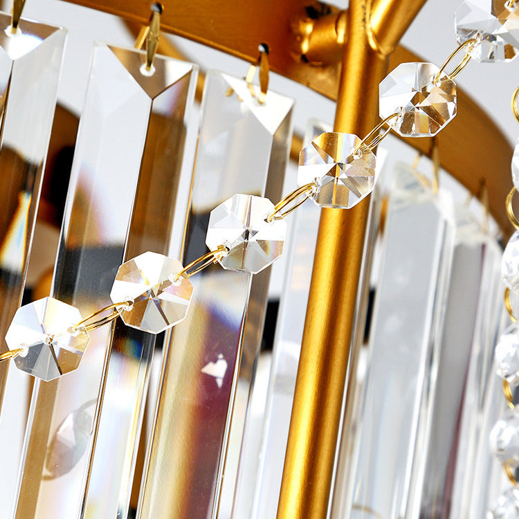 Lustre suspendu moderne en cristal et fer cylindrique 1 lumière pour salon 