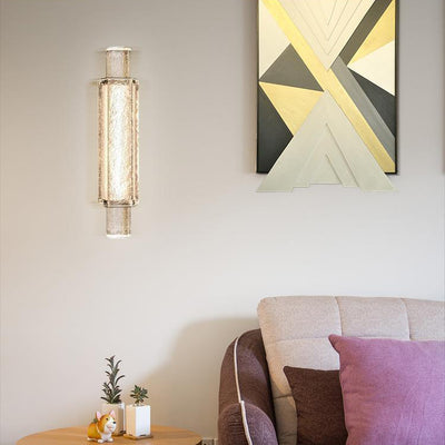 Applique murale contemporaine créative en cylindre de fer et verre avec LED pour couloir 