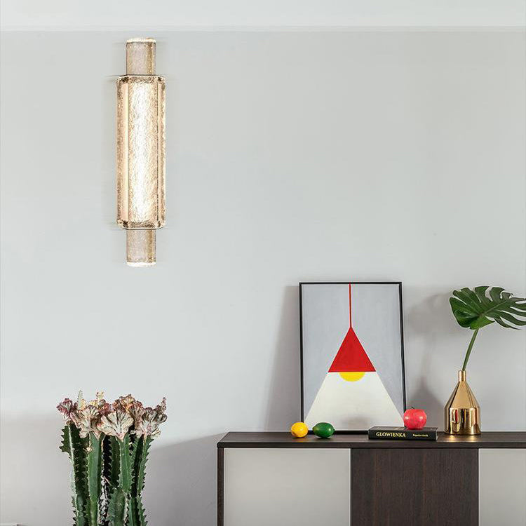 Contemporary Creative Cylinder Stainless Steel Glass LED Wall Sconce Lamp For Hallway