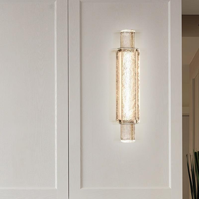 Applique murale contemporaine créative en cylindre de fer et verre avec LED pour couloir 