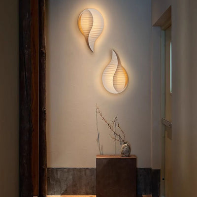 Traditionelle japanische Teardrop Stoff LED Wandleuchte Lampe für Flur 