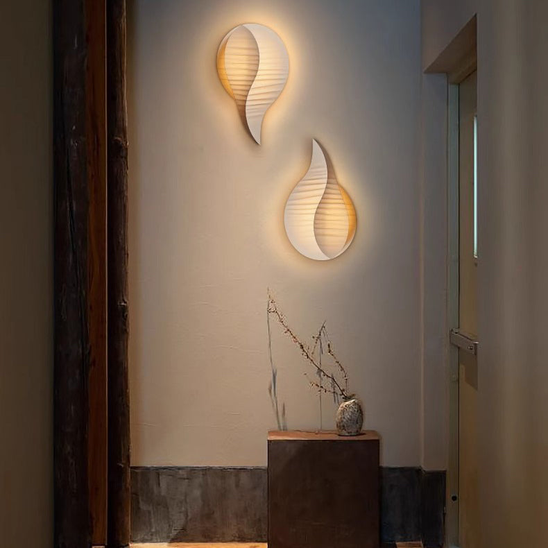 Traditionelle japanische Teardrop Stoff LED Wandleuchte Lampe für Flur 