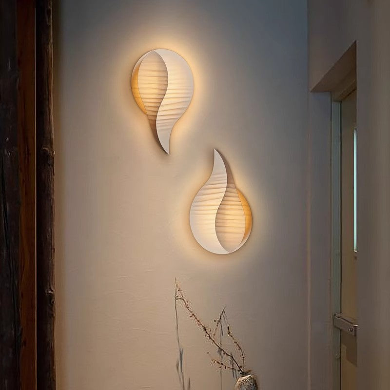 Traditionelle japanische Teardrop Stoff LED Wandleuchte Lampe für Flur 