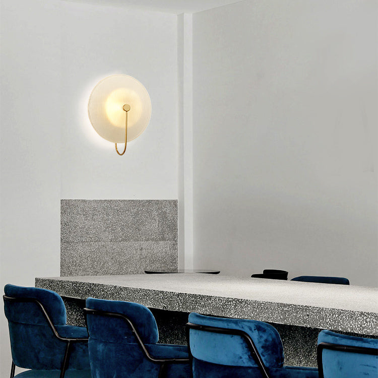 Modern Minimalist Round Glass Iron 1-Light Wall Sconce Lamp For Hallway