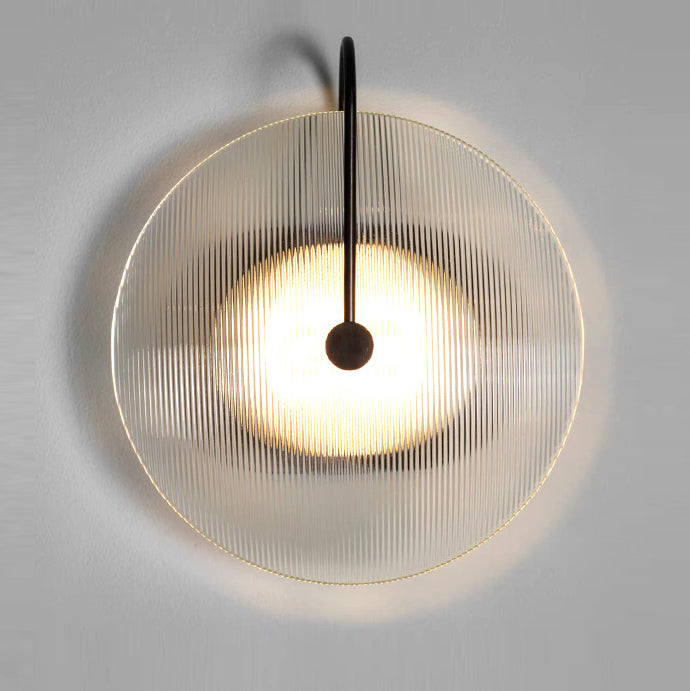 Modern Minimalist Round Glass Iron 1-Light Wall Sconce Lamp For Hallway