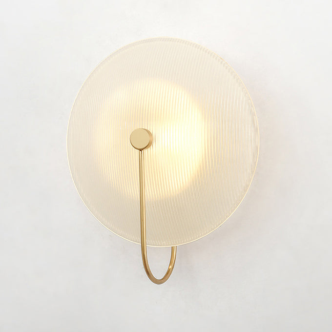 Modern Minimalist Round Glass Iron 1-Light Wall Sconce Lamp For Hallway