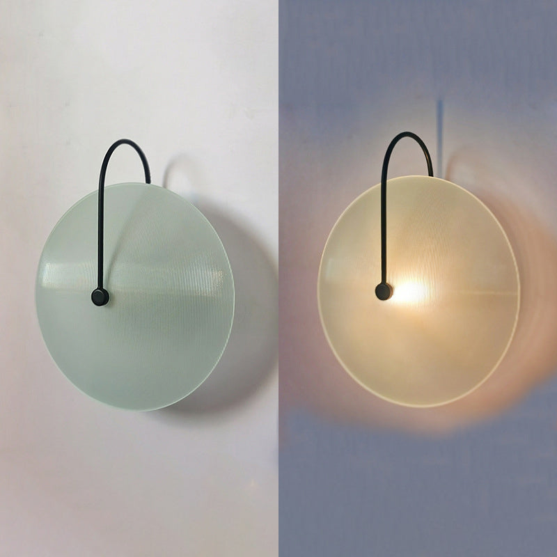 Modern Minimalist Round Glass Iron 1-Light Wall Sconce Lamp For Hallway