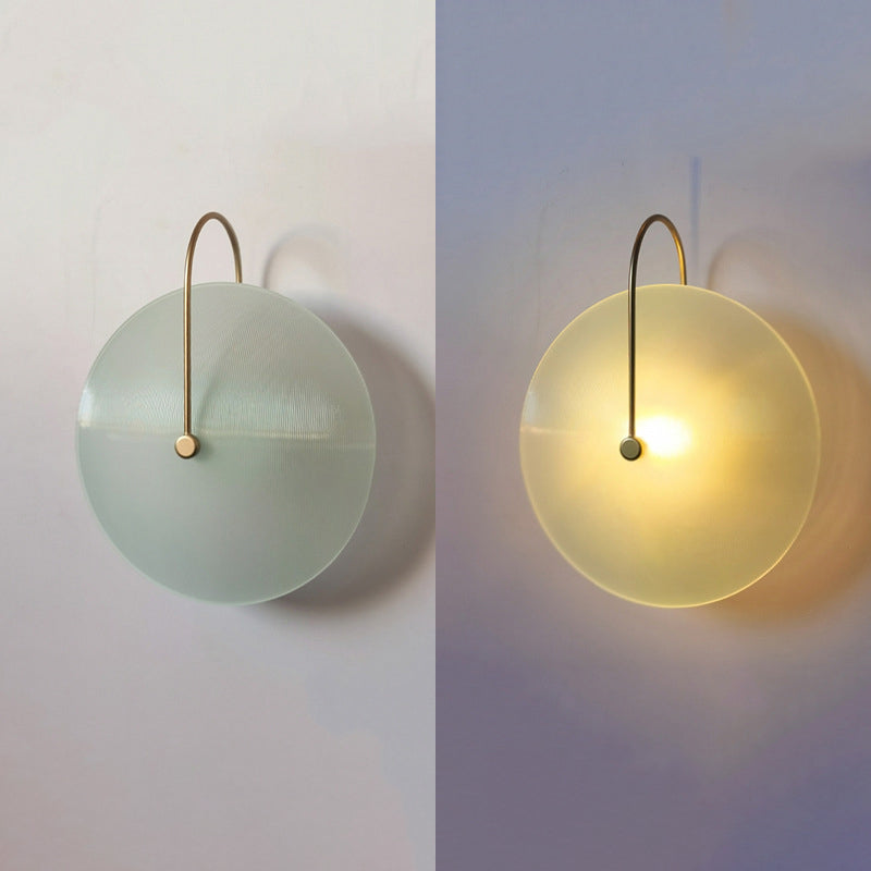 Modern Minimalist Round Glass Iron 1-Light Wall Sconce Lamp For Hallway