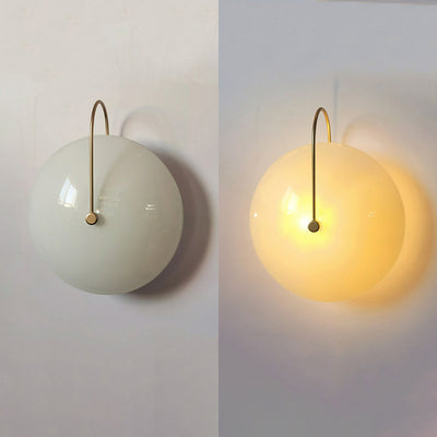 Modern Minimalist Round Glass Iron 1-Light Wall Sconce Lamp For Hallway