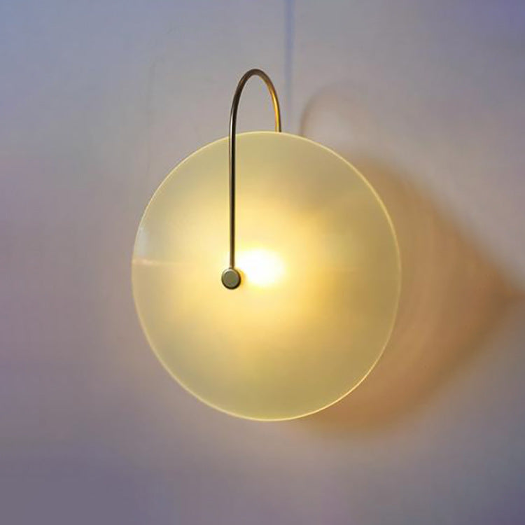 Modern Minimalist Round Glass Iron 1-Light Wall Sconce Lamp For Hallway