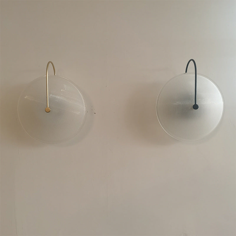 Modern Minimalist Round Glass Iron 1-Light Wall Sconce Lamp For Hallway