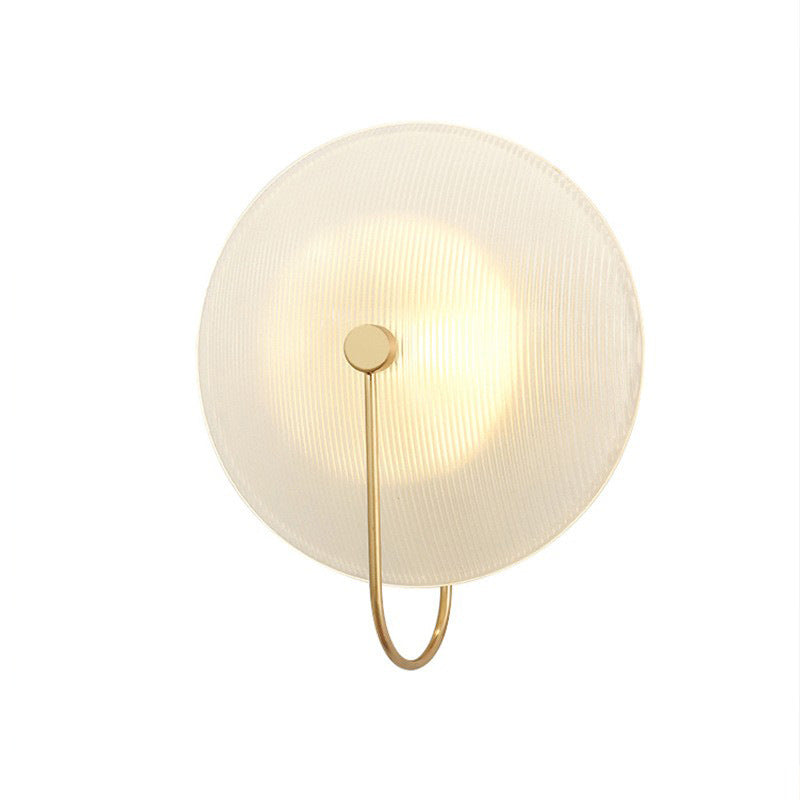 Modern Minimalist Round Glass Iron 1-Light Wall Sconce Lamp For Hallway