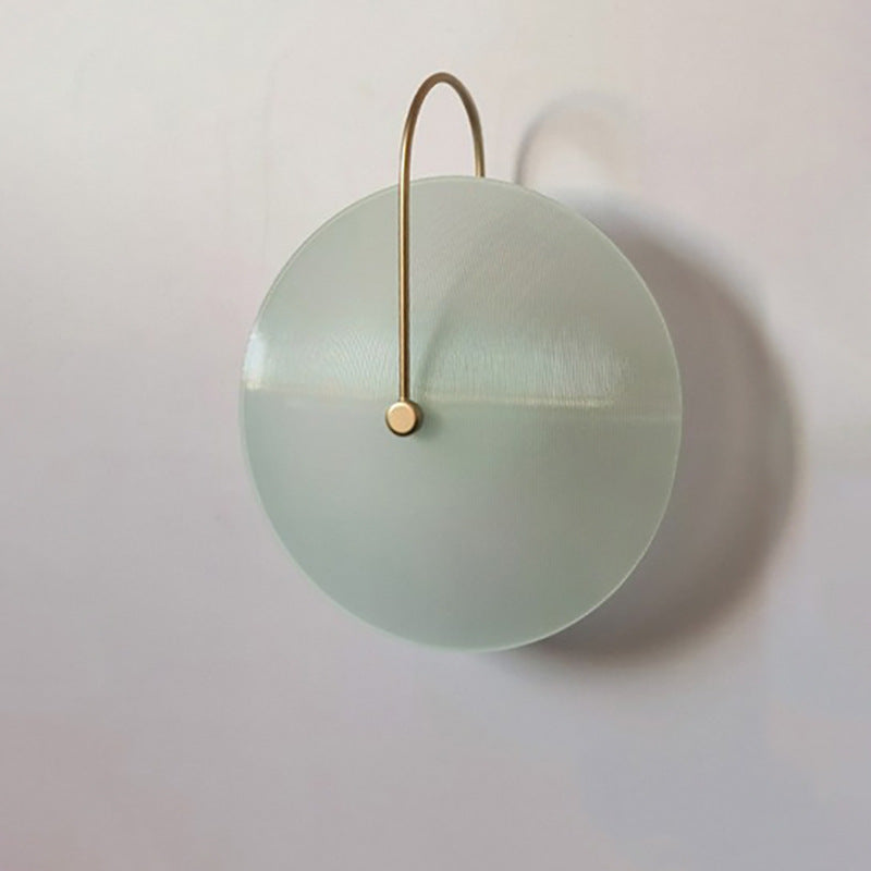 Modern Minimalist Round Glass Iron 1-Light Wall Sconce Lamp For Hallway