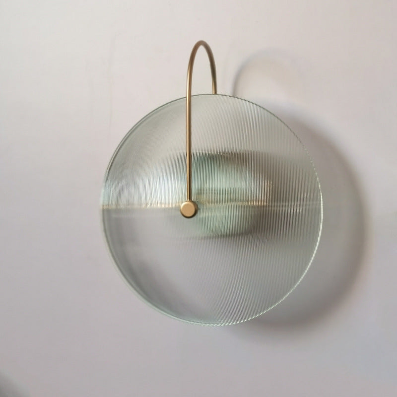 Modern Minimalist Round Glass Iron 1-Light Wall Sconce Lamp For Hallway