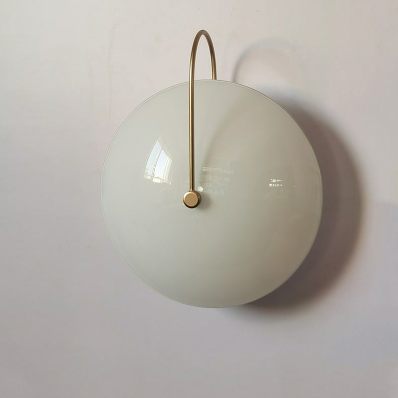 Modern Minimalist Round Glass Iron 1-Light Wall Sconce Lamp For Hallway
