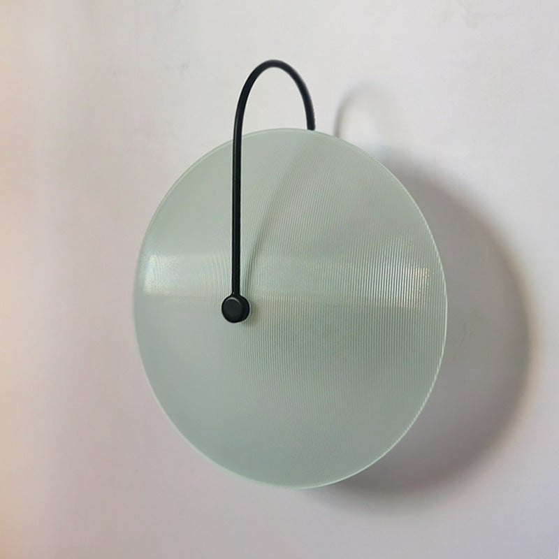 Modern Minimalist Round Glass Iron 1-Light Wall Sconce Lamp For Hallway