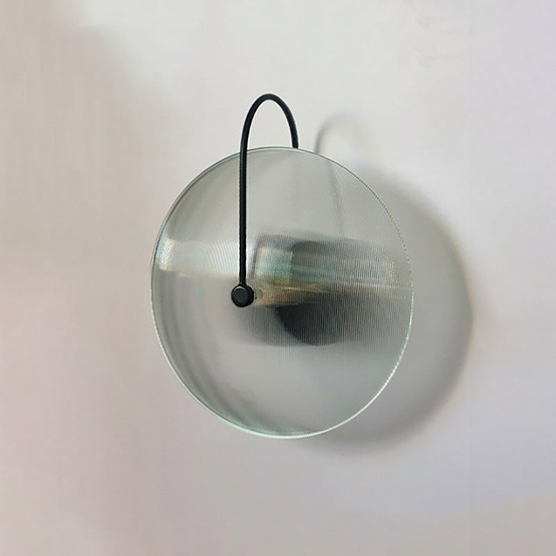 Modern Minimalist Round Glass Iron 1-Light Wall Sconce Lamp For Hallway