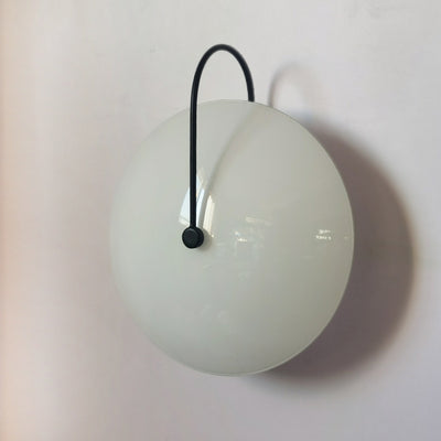 Modern Minimalist Round Glass Iron 1-Light Wall Sconce Lamp For Hallway
