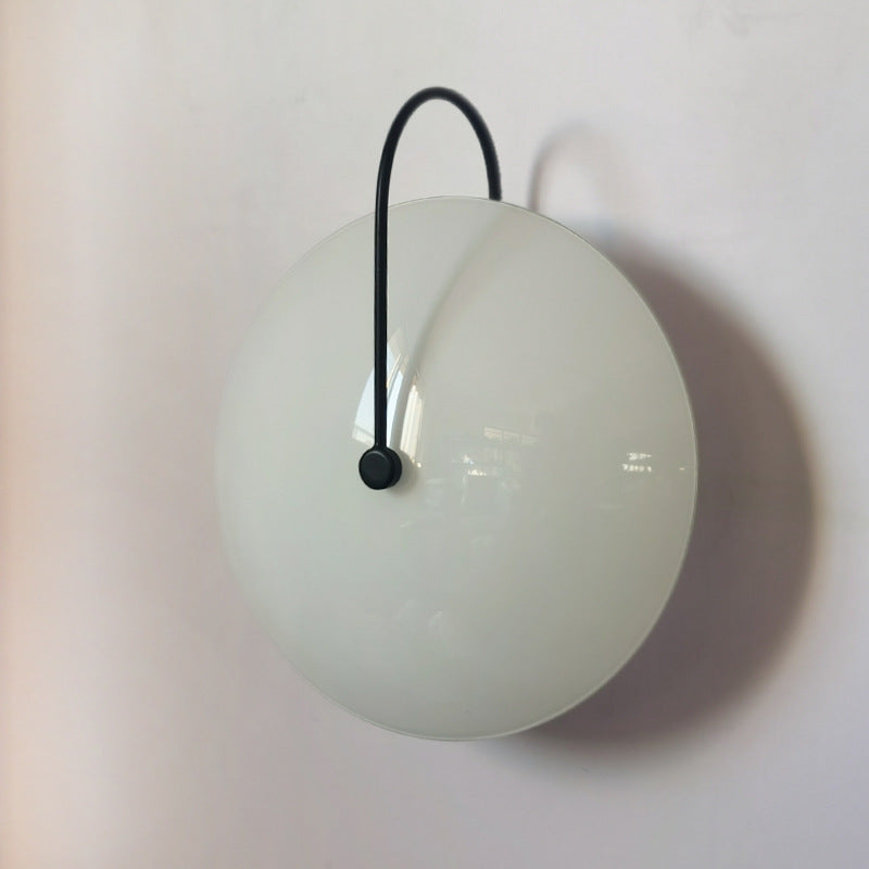 Modern Minimalist Round Glass Iron 1-Light Wall Sconce Lamp For Hallway