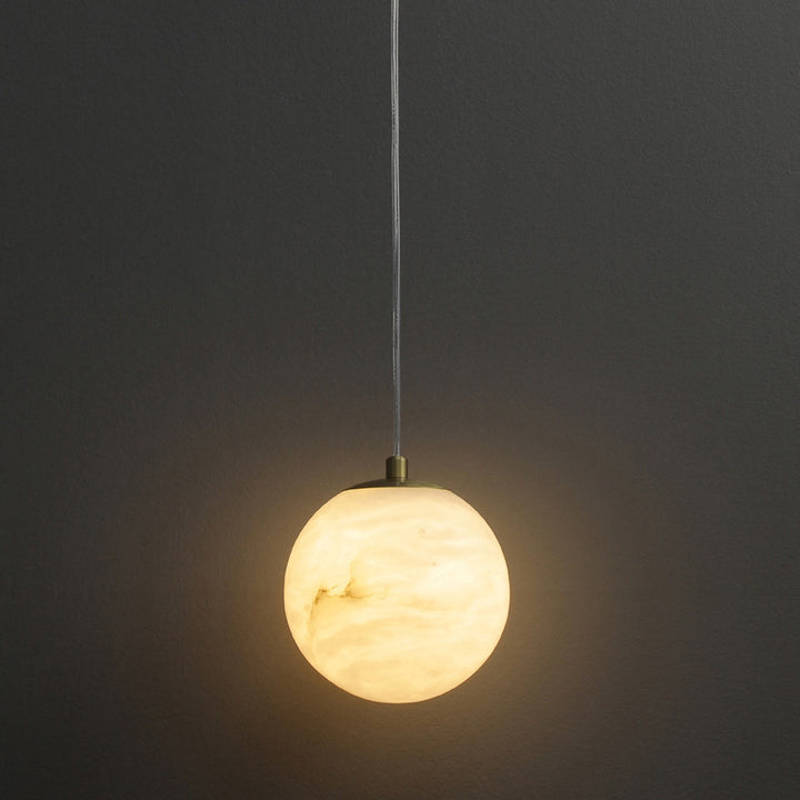 Lampe suspendue à 1 lumière en marbre de cuivre sphérique chinois traditionnel pour chambre 