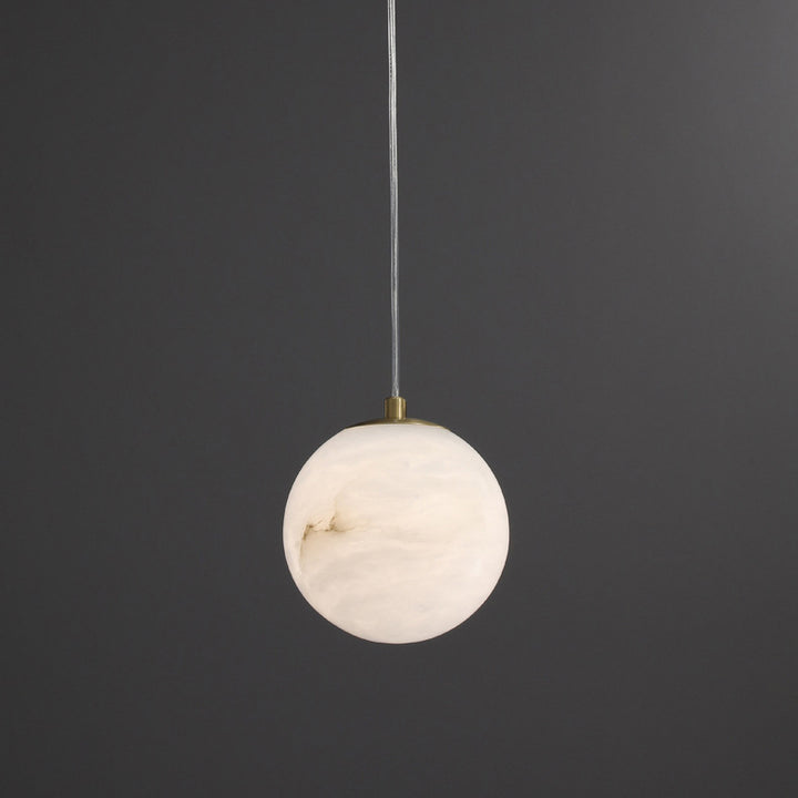 Lampe suspendue à 1 lumière en marbre de cuivre sphérique chinois traditionnel pour chambre 
