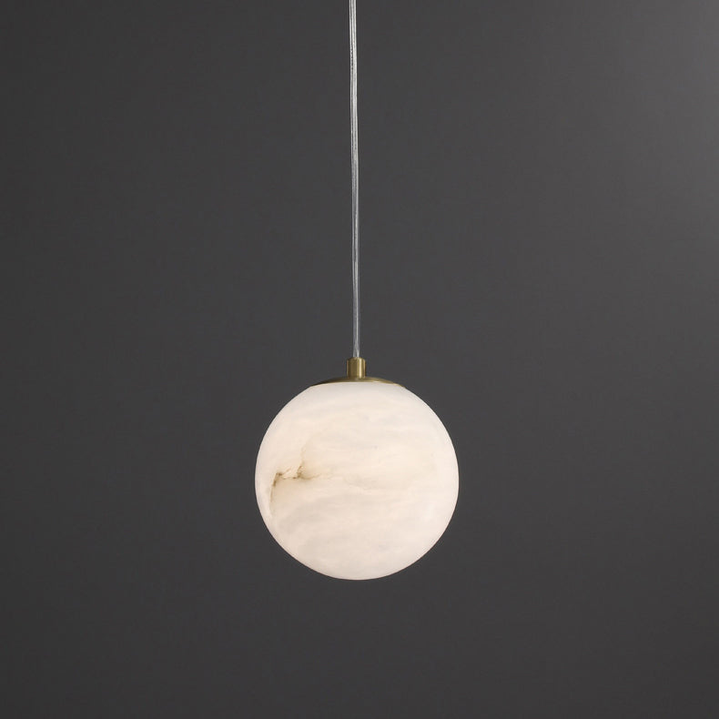 Traditionelle chinesische Kugel-Pendelleuchte aus Kupfermarmor mit 1 Licht für Schlafzimmer 