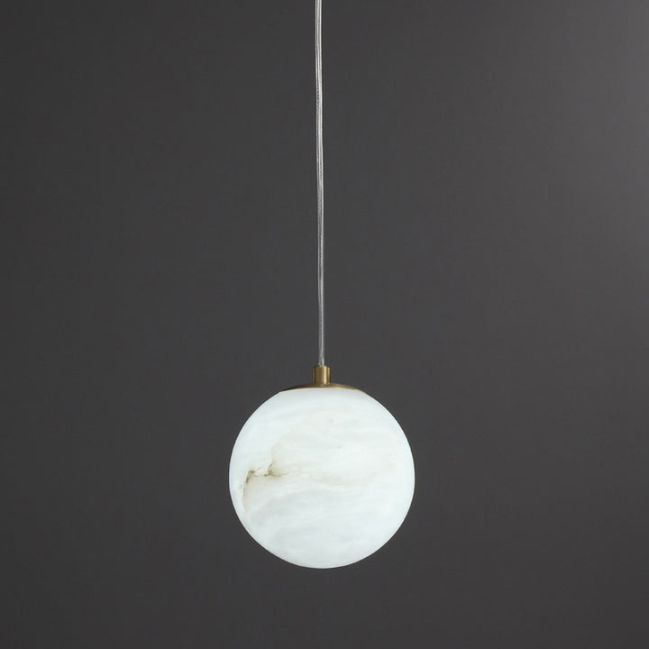 Lampe suspendue à 1 lumière en marbre de cuivre sphérique chinois traditionnel pour chambre 