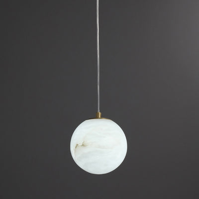 Traditionelle chinesische Kugel-Pendelleuchte aus Kupfermarmor mit 1 Licht für Schlafzimmer 