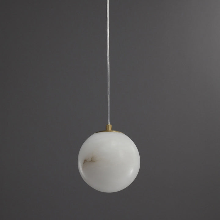 Lampe suspendue à 1 lumière en marbre de cuivre sphérique chinois traditionnel pour chambre 