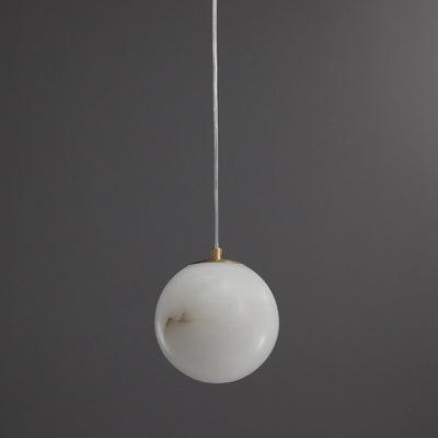 Traditionelle chinesische Kugel-Pendelleuchte aus Kupfermarmor mit 1 Licht für Schlafzimmer 
