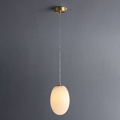 Traditionelle chinesische Kugel-Pendelleuchte aus Kupfermarmor mit 1 Licht für Schlafzimmer 