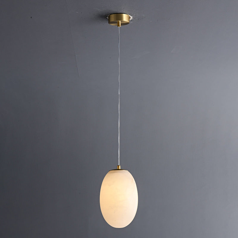 Traditionelle chinesische Kugel-Pendelleuchte aus Kupfermarmor mit 1 Licht für Schlafzimmer 