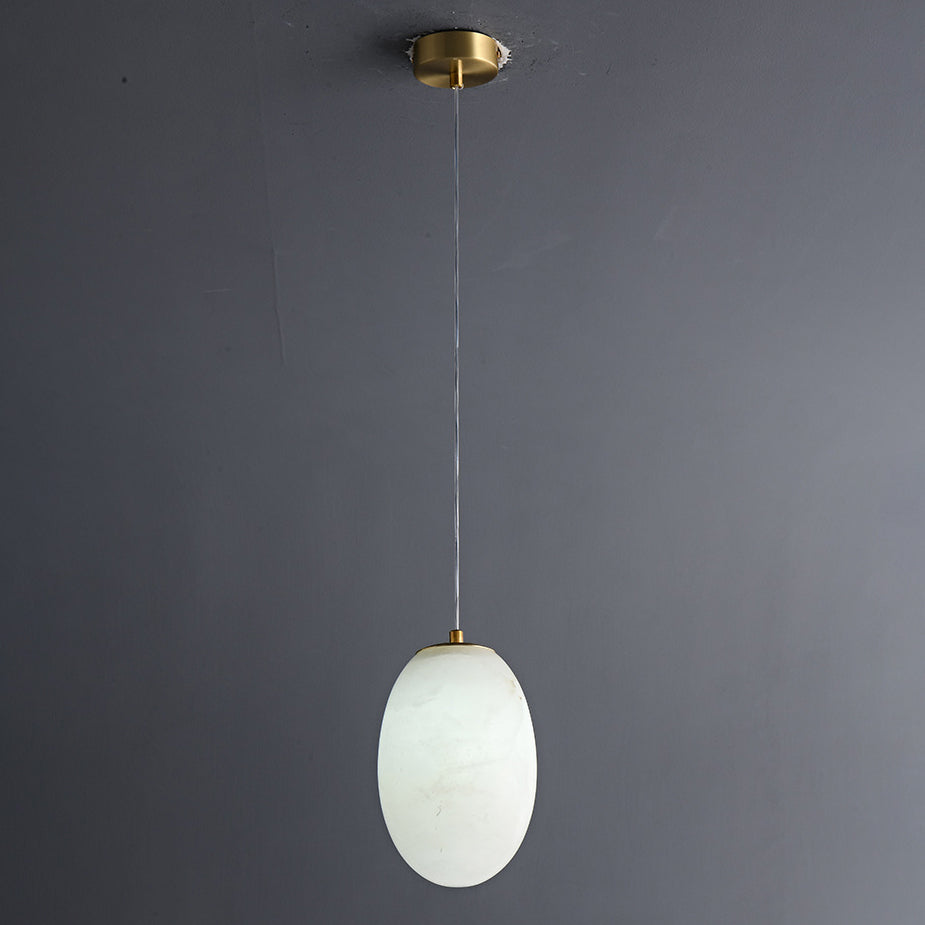 Lampe suspendue à 1 lumière en marbre de cuivre sphérique chinois traditionnel pour chambre 