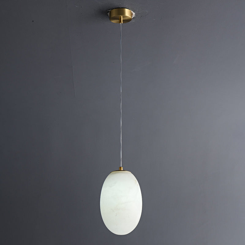Traditionelle chinesische Kugel-Pendelleuchte aus Kupfermarmor mit 1 Licht für Schlafzimmer 