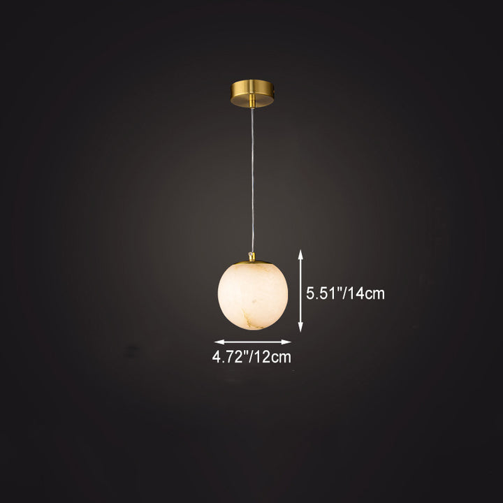 Lampe suspendue à 1 lumière en marbre de cuivre sphérique chinois traditionnel pour chambre 