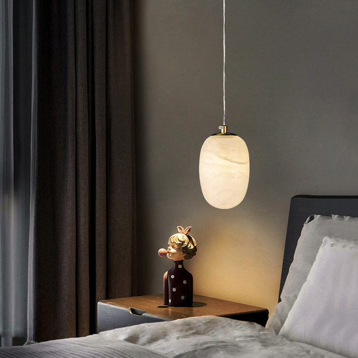 Lampe suspendue à 1 lumière en marbre de cuivre sphérique chinois traditionnel pour chambre 