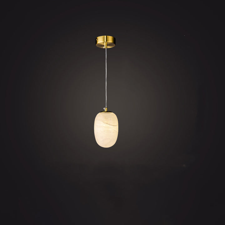 Lampe suspendue à 1 lumière en marbre de cuivre sphérique chinois traditionnel pour chambre 