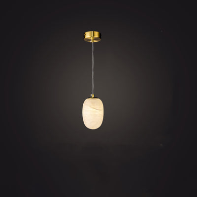 Traditionelle chinesische Kugel-Pendelleuchte aus Kupfermarmor mit 1 Licht für Schlafzimmer 