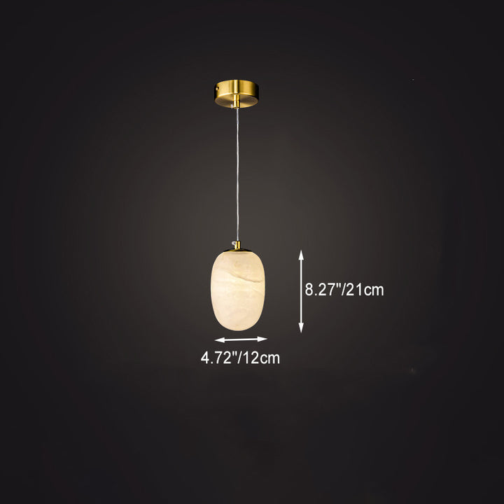 Lampe suspendue à 1 lumière en marbre de cuivre sphérique chinois traditionnel pour chambre 