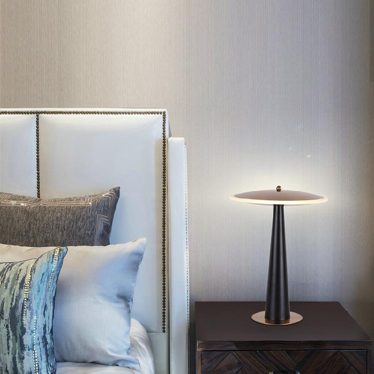 Contemporary Creative UFO Round Aluminum Acrylic LED Table Lamp For Bedroom